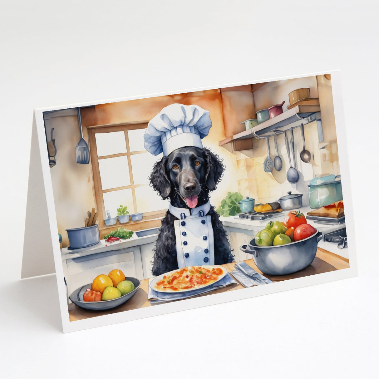 Curly-Coated Retriever The Chef Greeting Cards Pack of 8