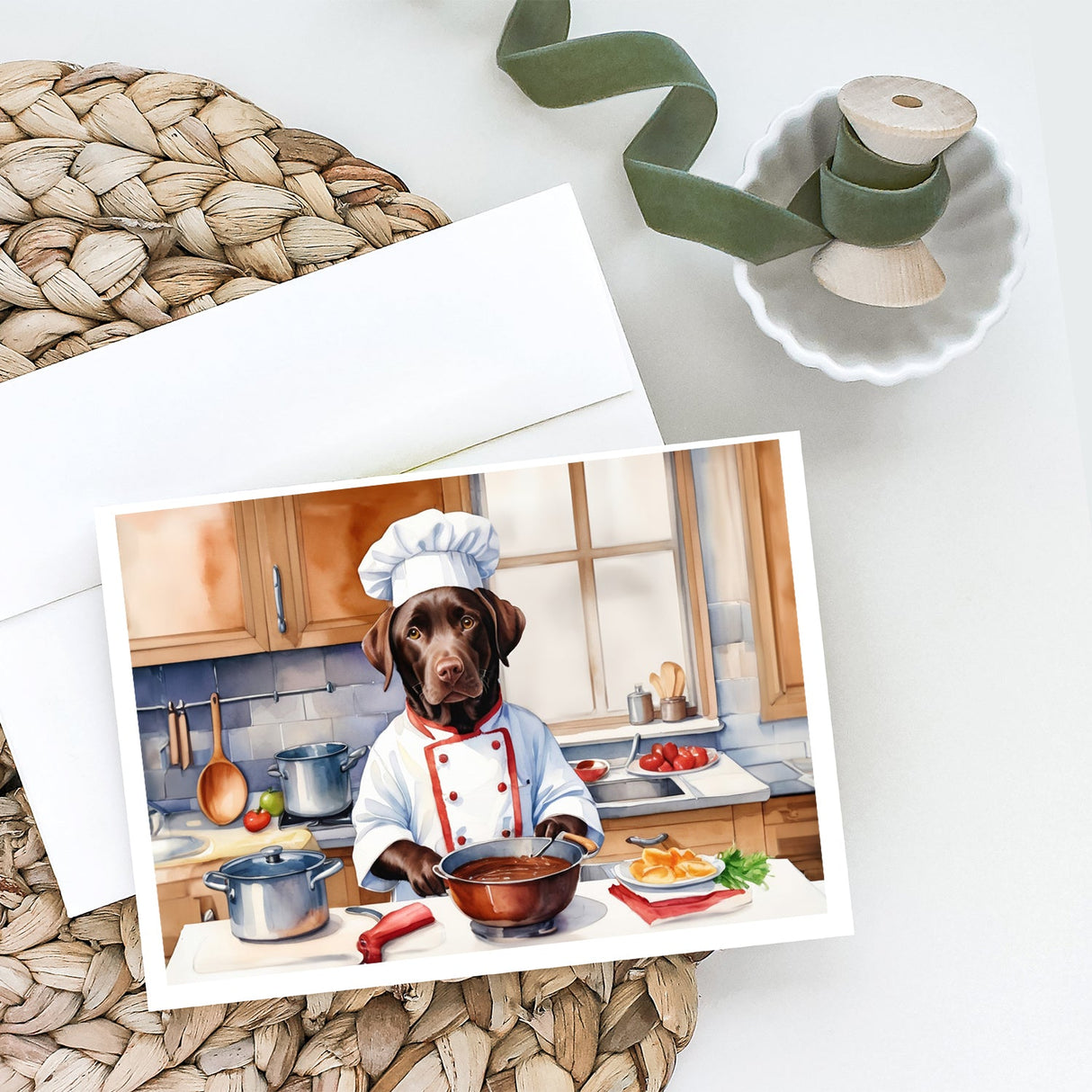 Chocolate Labrador Retriever The Chef Greeting Cards Pack of 8