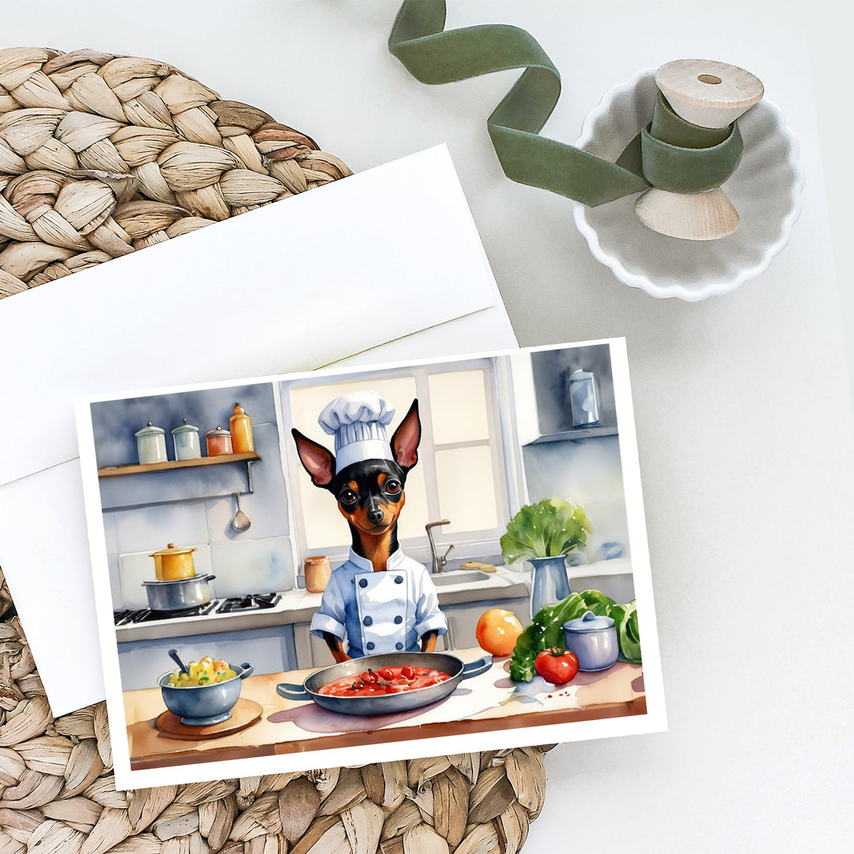 Miniature Pinscher The Chef Greeting Cards Pack of 8