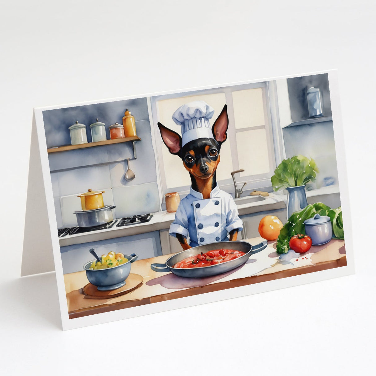 Miniature Pinscher The Chef Greeting Cards Pack of 8