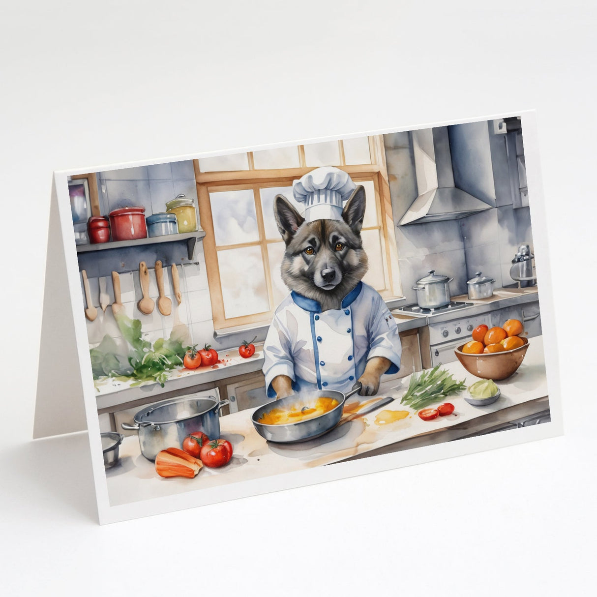 Norwegian Elkhound The Chef Greeting Cards Pack of 8