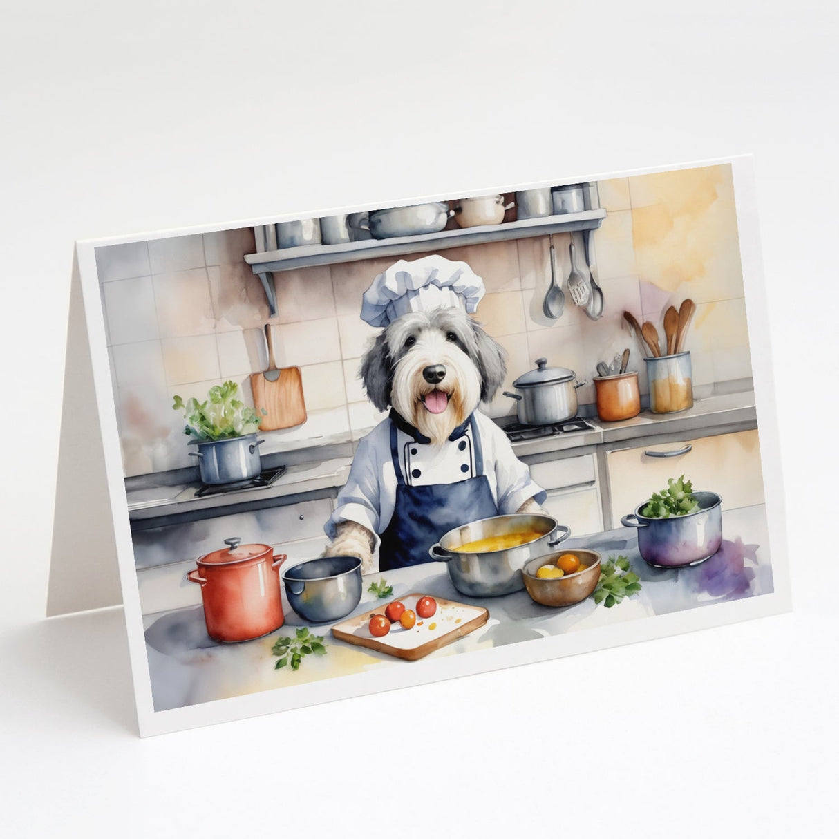 Old English Sheepdog The Chef Greeting Cards Pack of 8