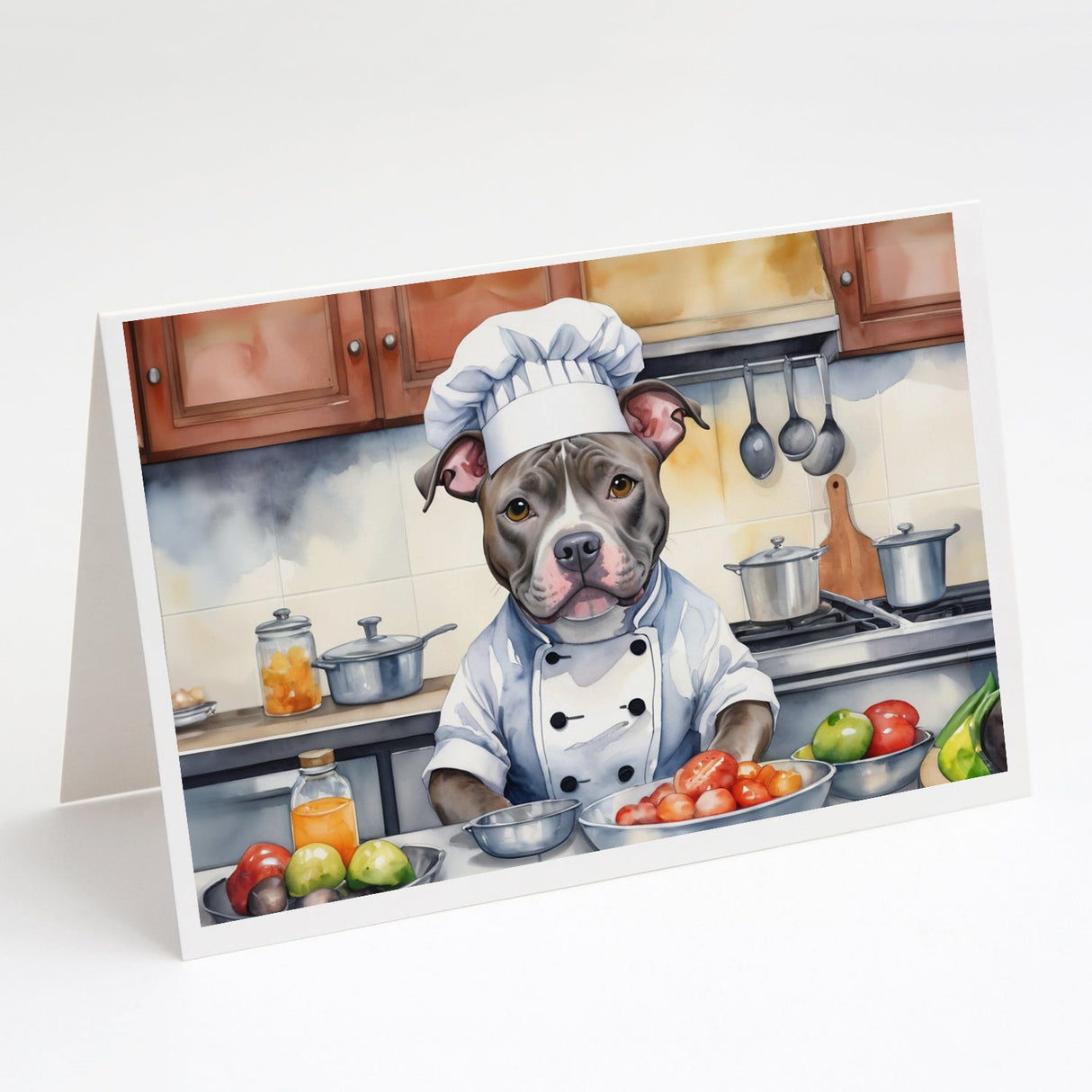 Pit Bull Terrier The Chef Greeting Cards Pack of 8