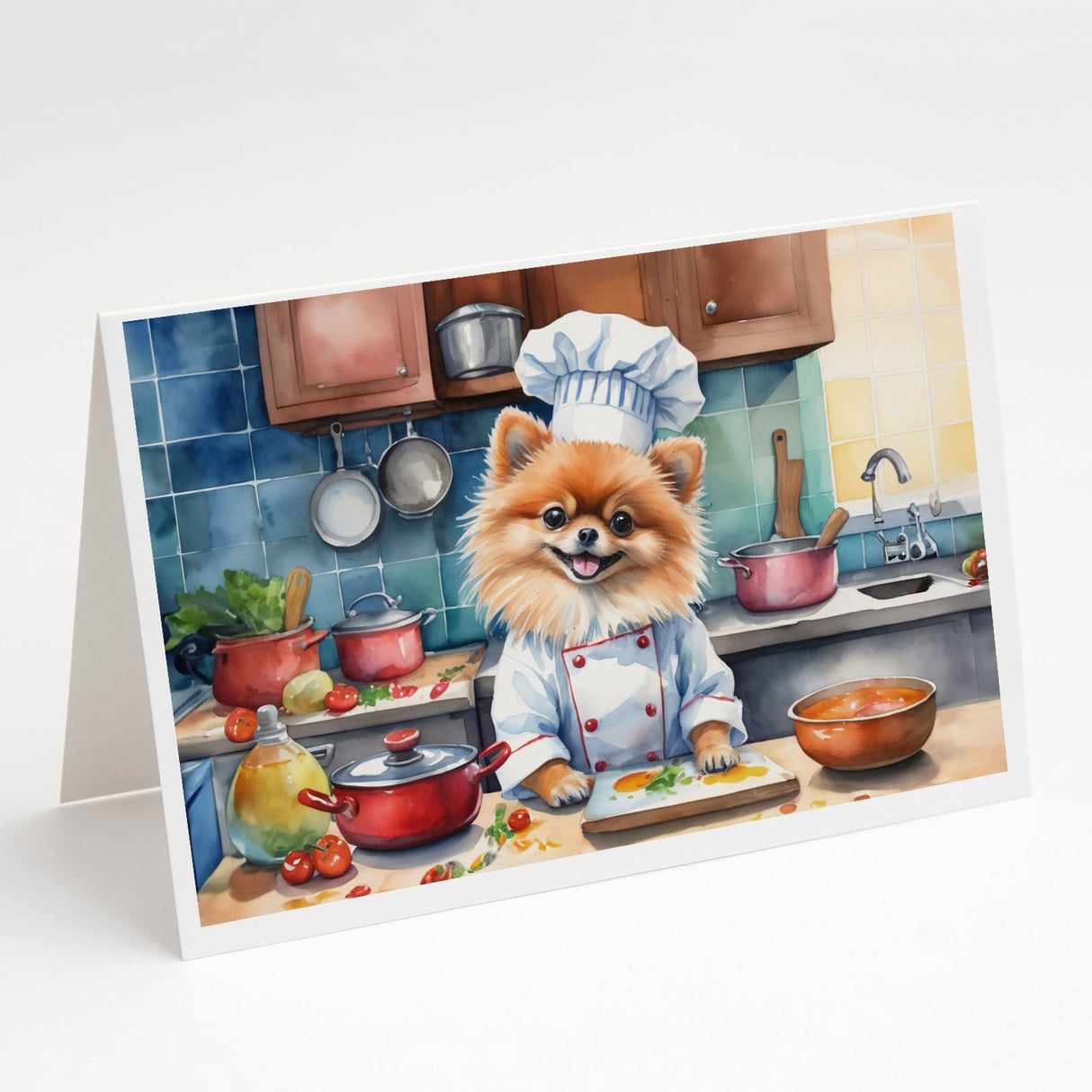 Pomeranian The Chef Greeting Cards Pack of 8