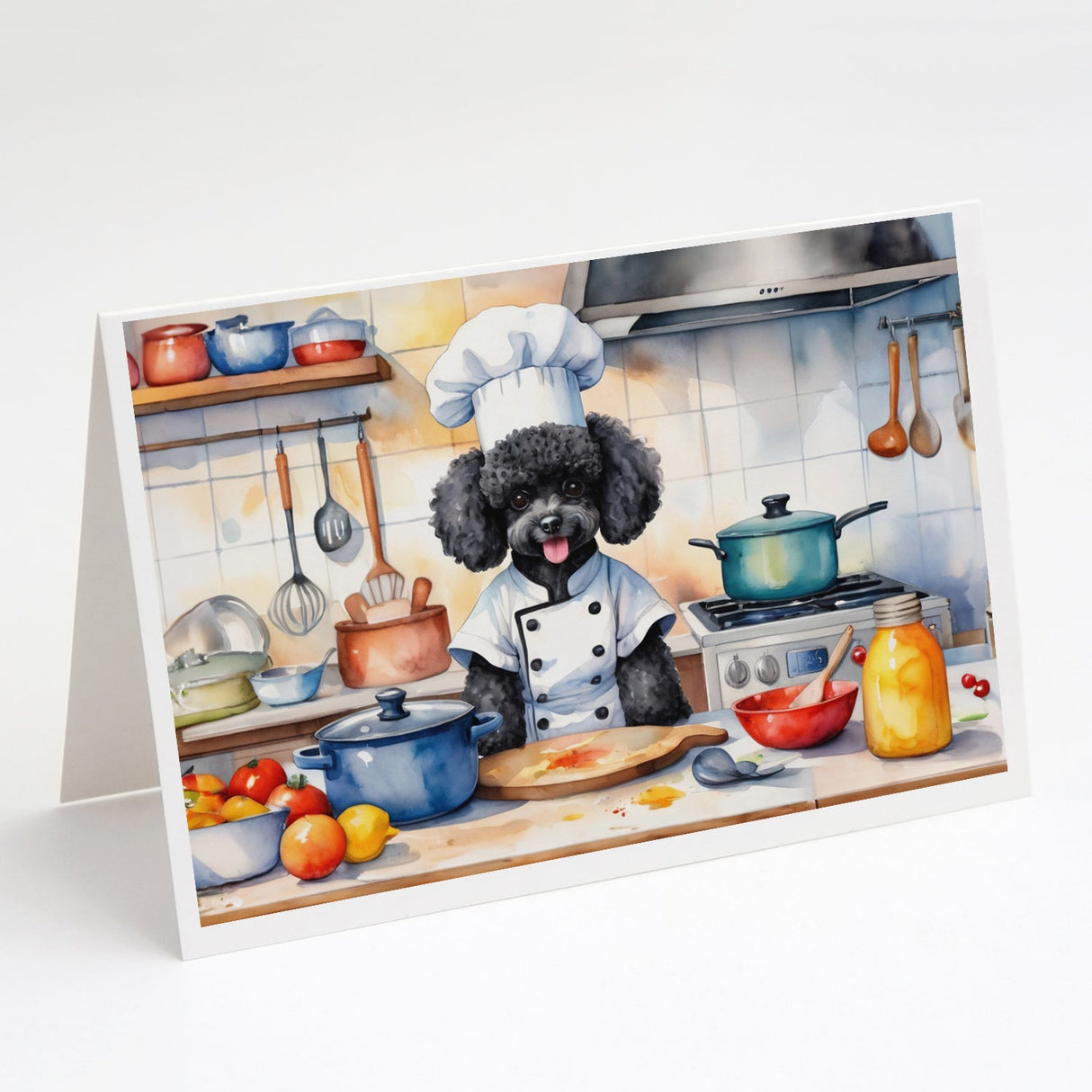 Black Poodle The Chef Greeting Cards Pack of 8