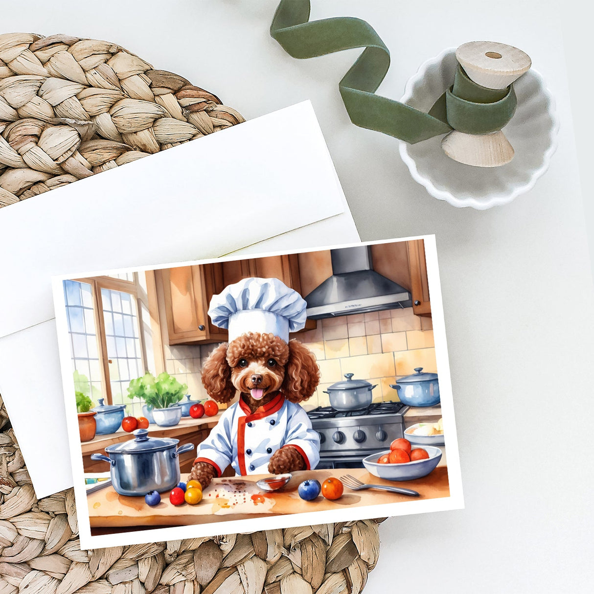 Chocolate Poodle The Chef Greeting Cards Pack of 8