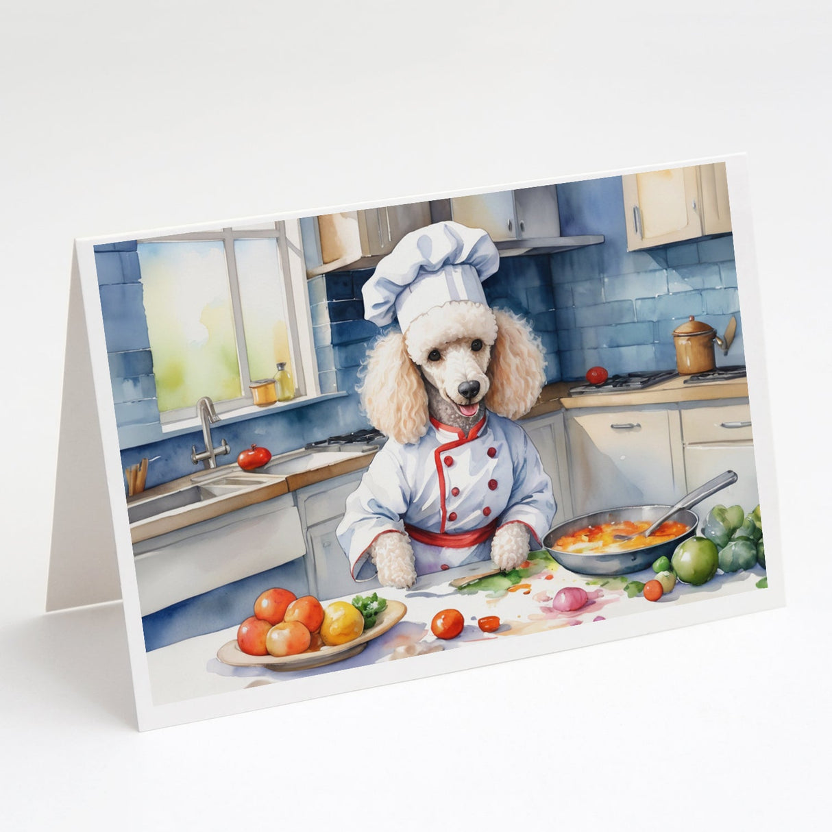 White Poodle The Chef Greeting Cards Pack of 8