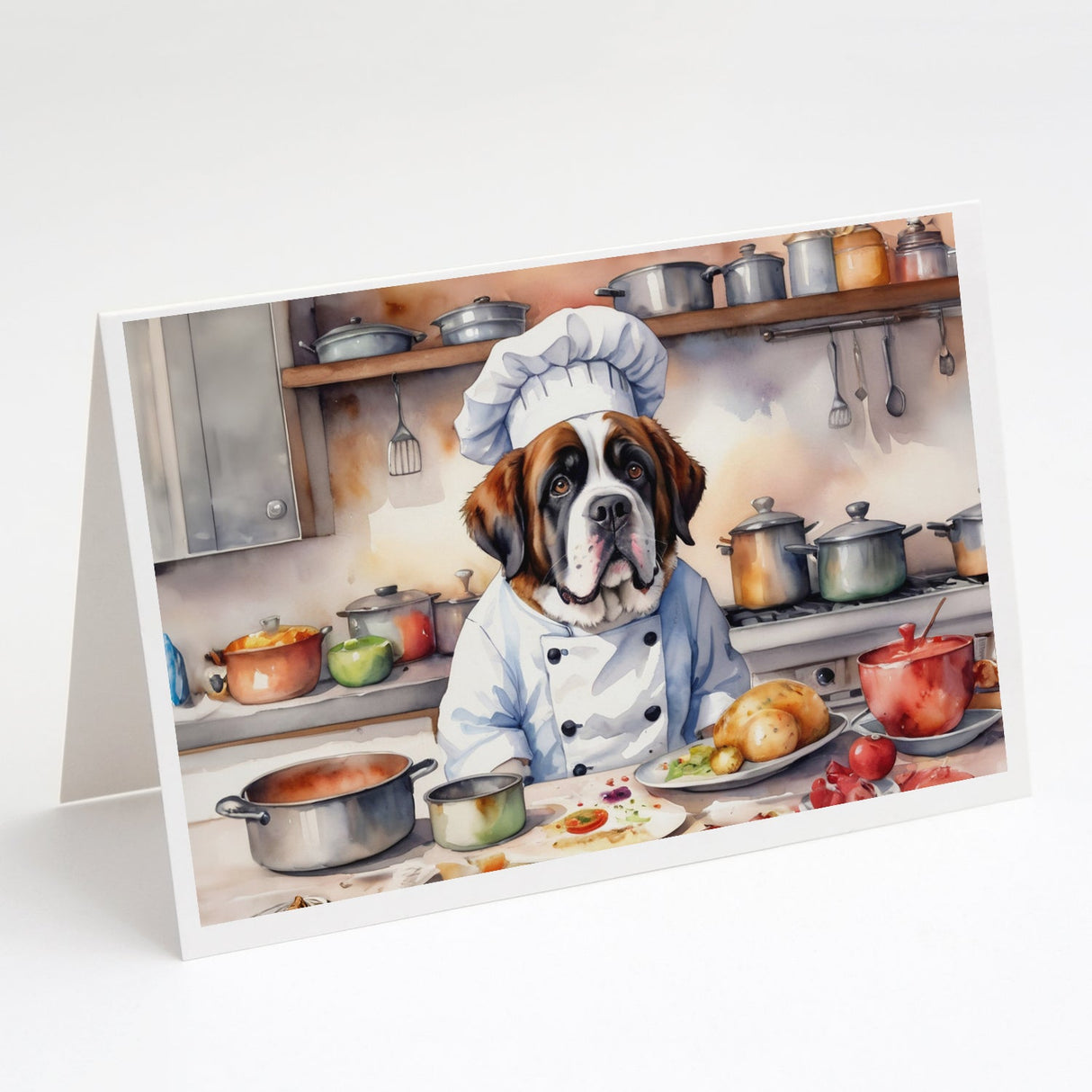 Saint Bernard The Chef Greeting Cards Pack of 8