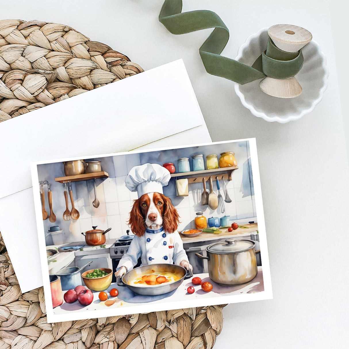 Welsh Springer Spaniel The Chef Greeting Cards Pack of 8