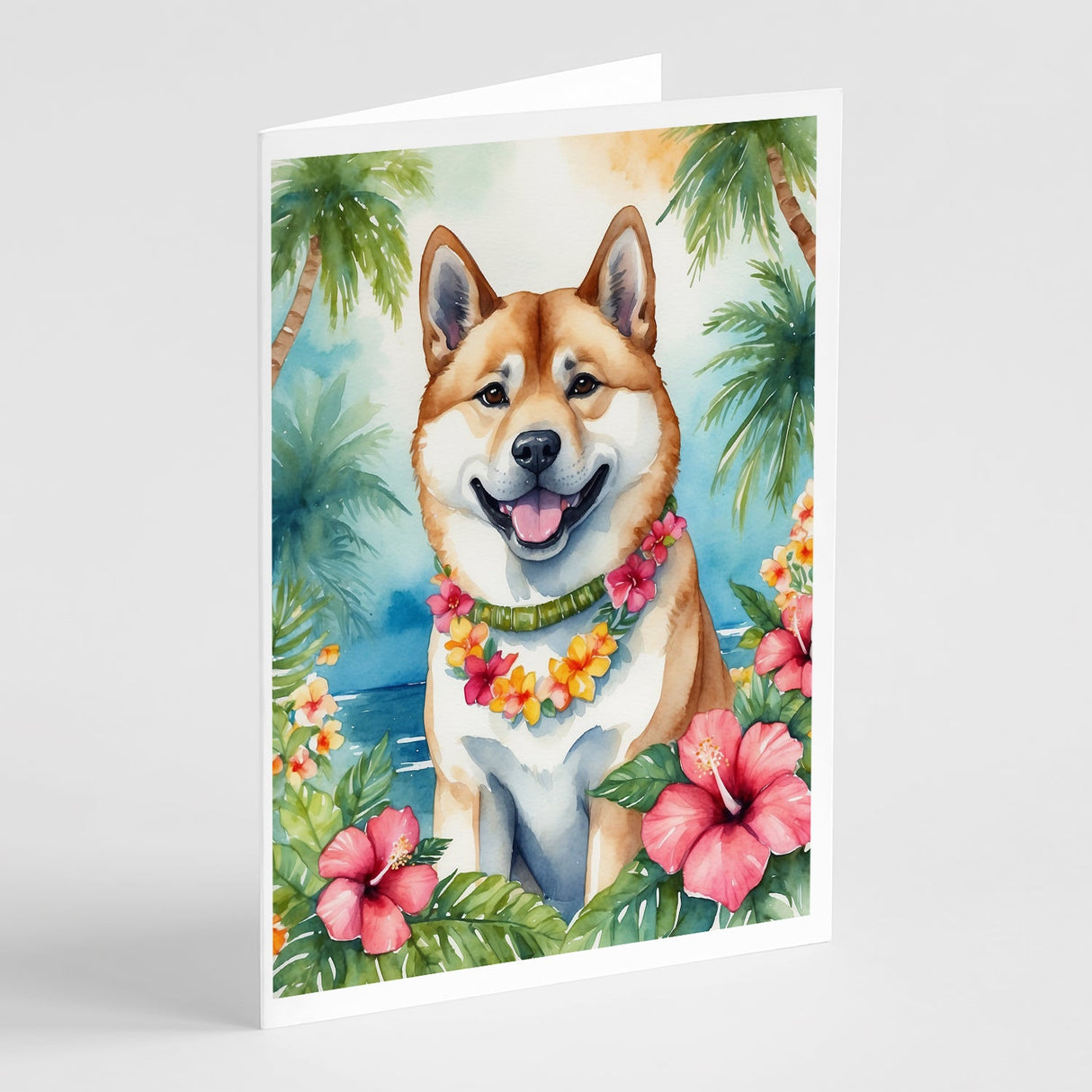 Akita Luau Greeting Cards Pack of 8