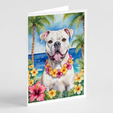 American Bulldog Luau Greeting Cards Pack of 8