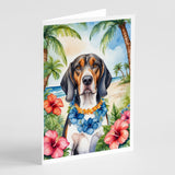 American English Coonhound Luau Greeting Cards Pack of 8