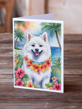 American Eskimo Luau Greeting Cards Pack of 8