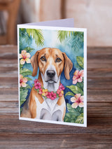 American Foxhound Luau Greeting Cards Pack of 8