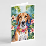 American Foxhound Luau Greeting Cards Pack of 8