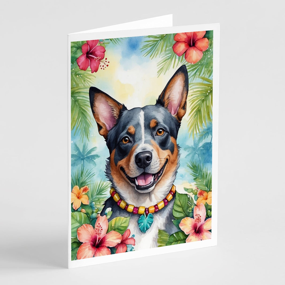 Australian Cattle Dog Luau Greeting Cards Pack of 8