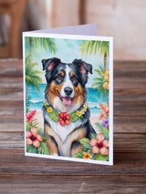 Australian Shepherd Luau Greeting Cards Pack of 8