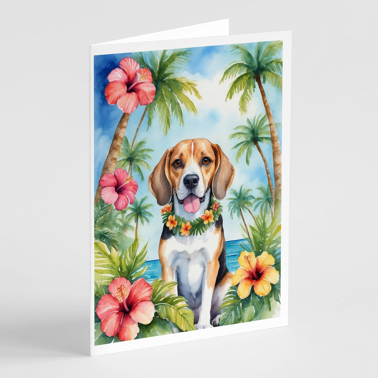 Beagle Luau Greeting Cards Pack of 8