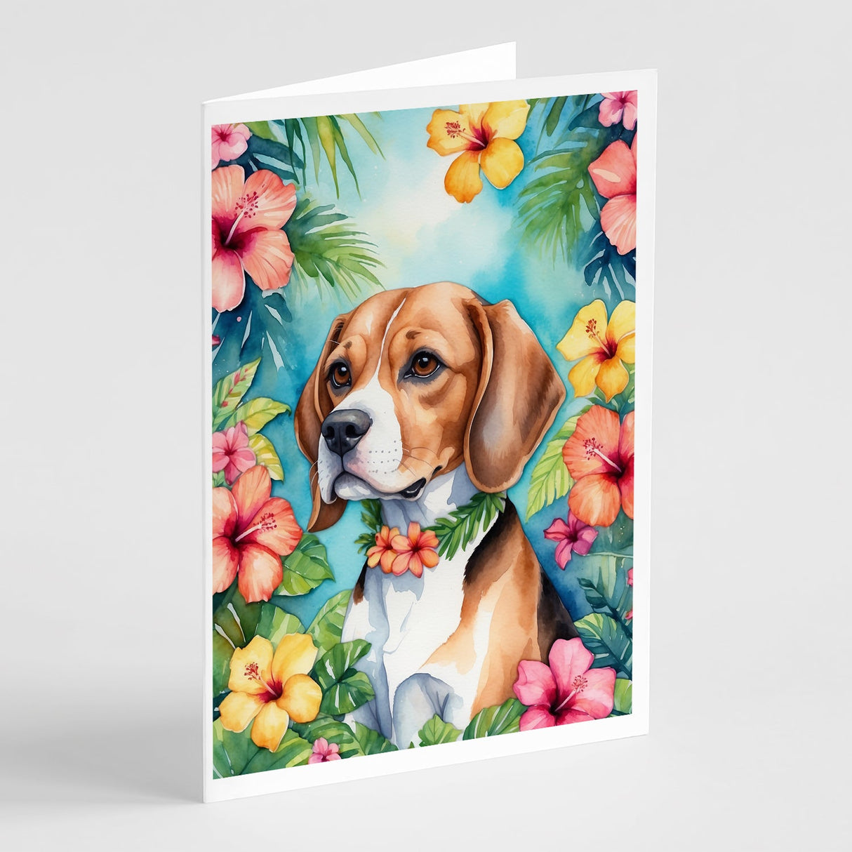 Beagle Luau Greeting Cards Pack of 8