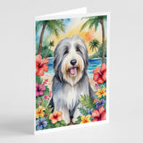 Bearded Collie Luau Greeting Cards Pack of 8