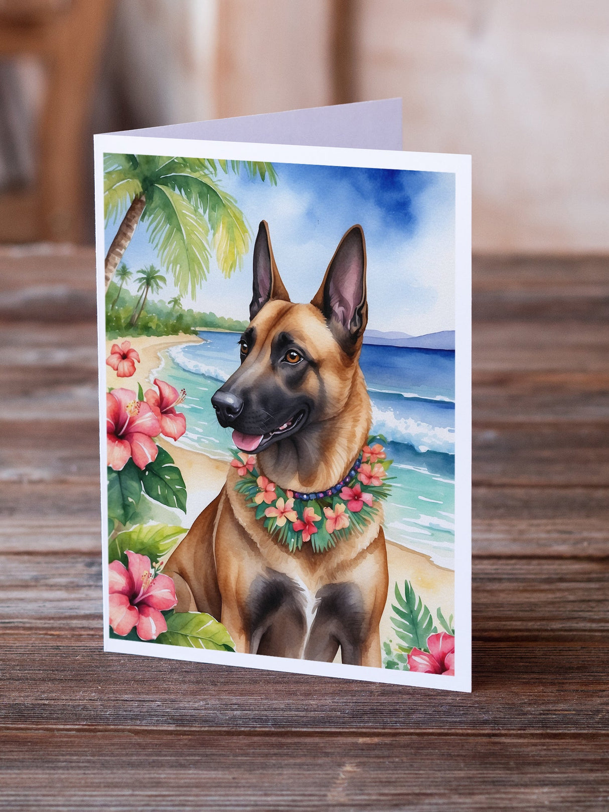 Belgian Malinois Luau Greeting Cards Pack of 8