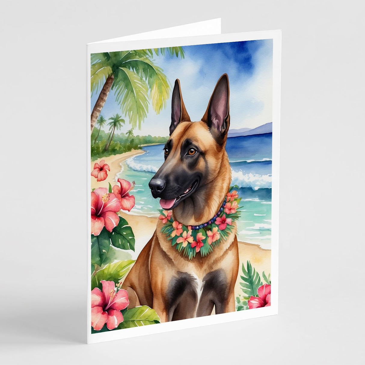 Belgian Malinois Luau Greeting Cards Pack of 8