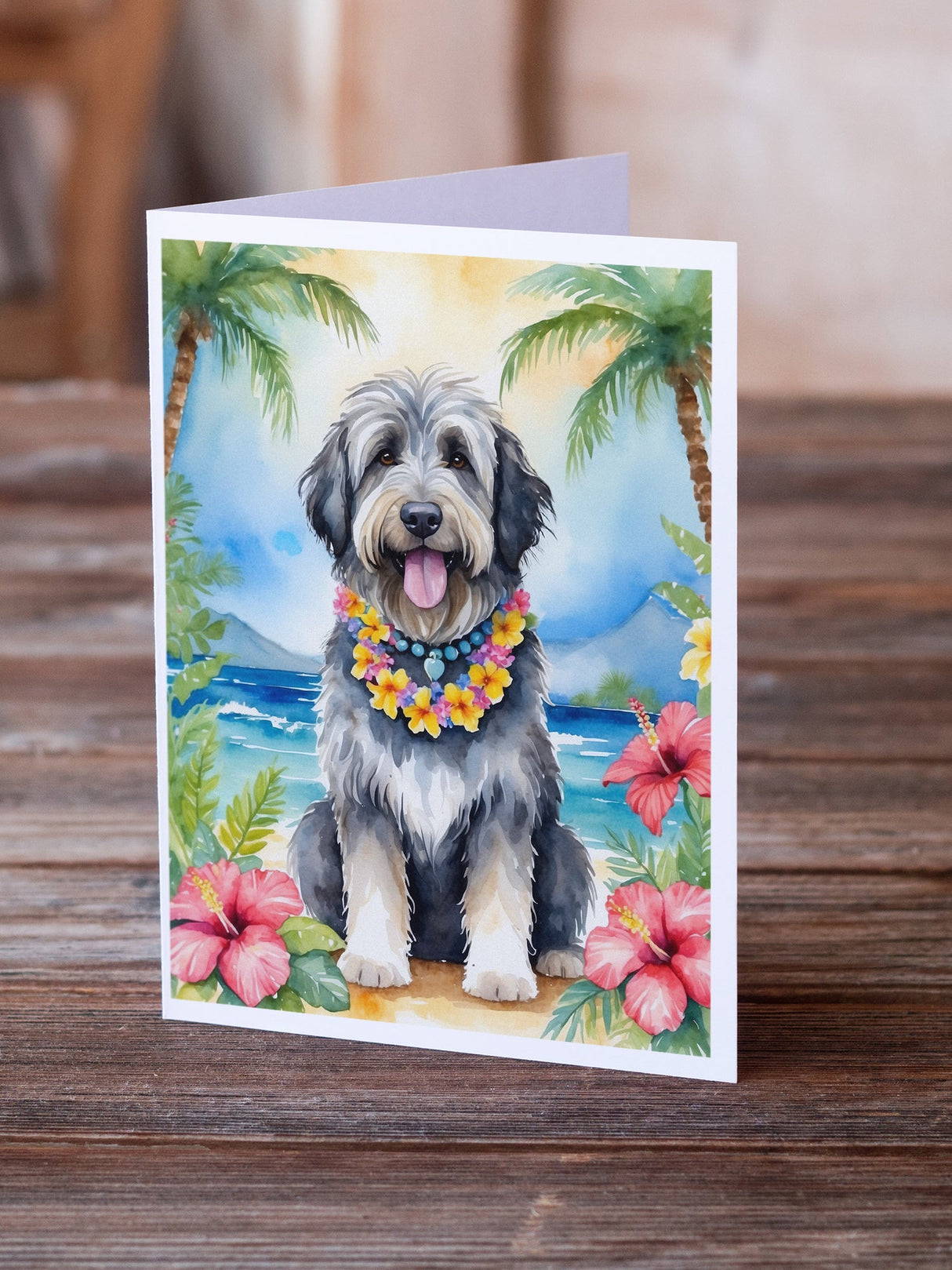 Bergamasco Sheepdog Luau Greeting Cards Pack of 8