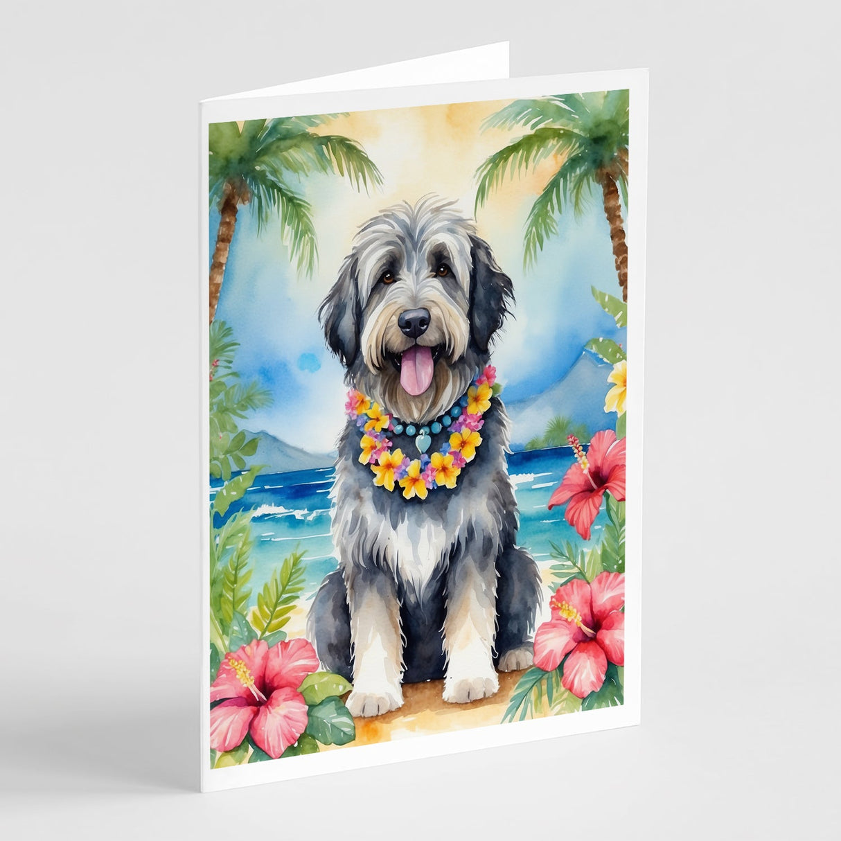 Bergamasco Sheepdog Luau Greeting Cards Pack of 8