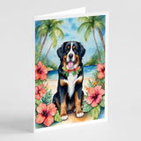 Bernese Mountain Dog Luau Greeting Cards Pack of 8