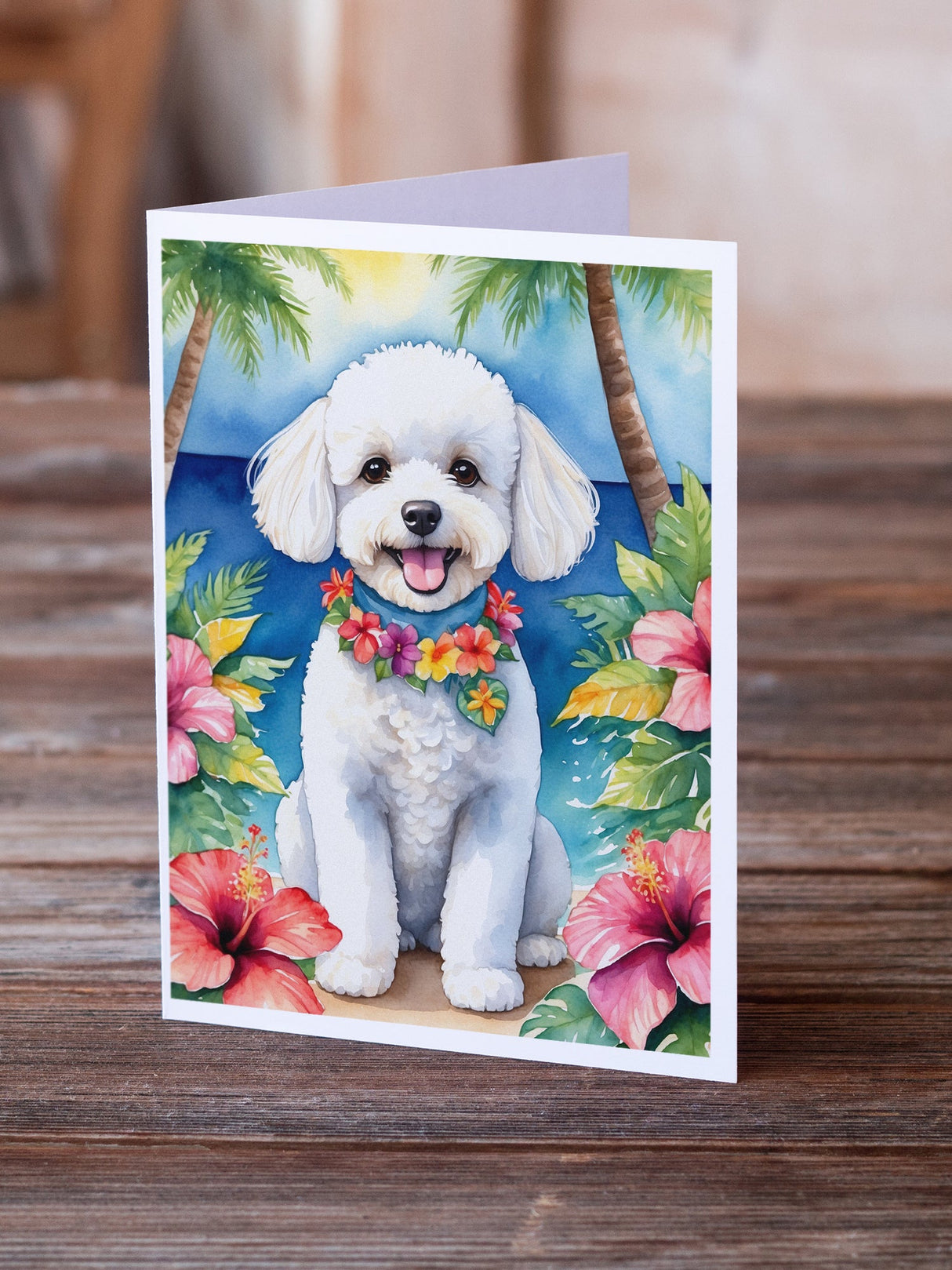 Bichon Frise Luau Greeting Cards Pack of 8