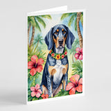 Bluetick Coonhound Luau Greeting Cards Pack of 8