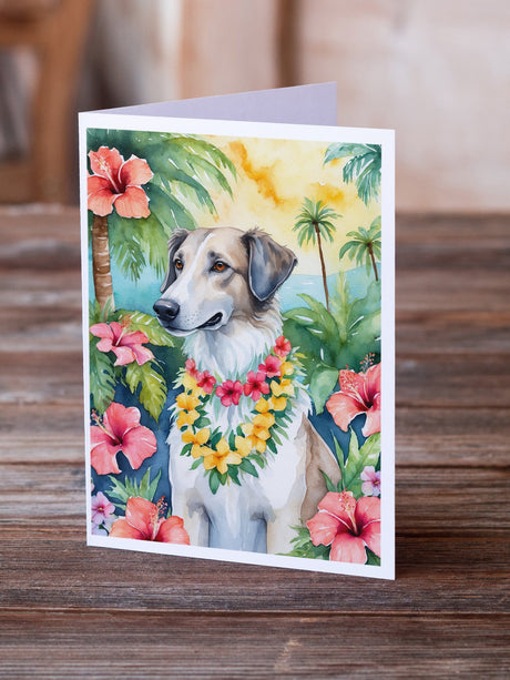 Borzoi Luau Greeting Cards Pack of 8