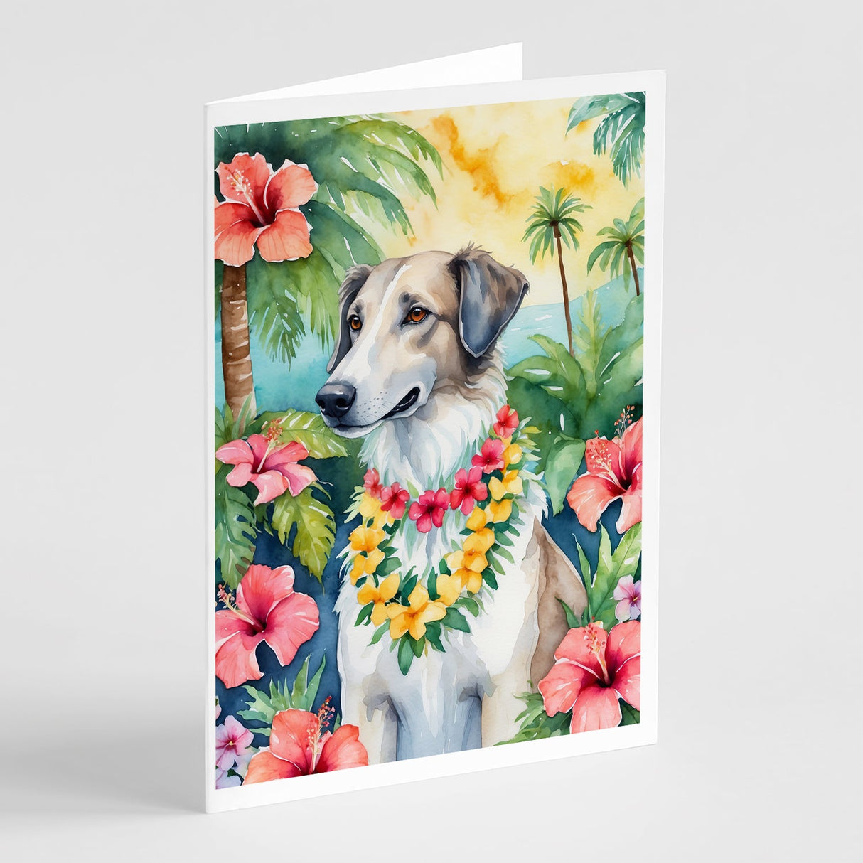 Borzoi Luau Greeting Cards Pack of 8