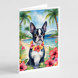 Boston Terrier Luau Greeting Cards Pack of 8