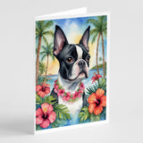 Boston Terrier Luau Greeting Cards Pack of 8