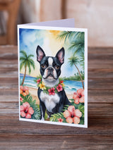 Boston Terrier Luau Greeting Cards Pack of 8