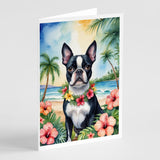 Boston Terrier Luau Greeting Cards Pack of 8