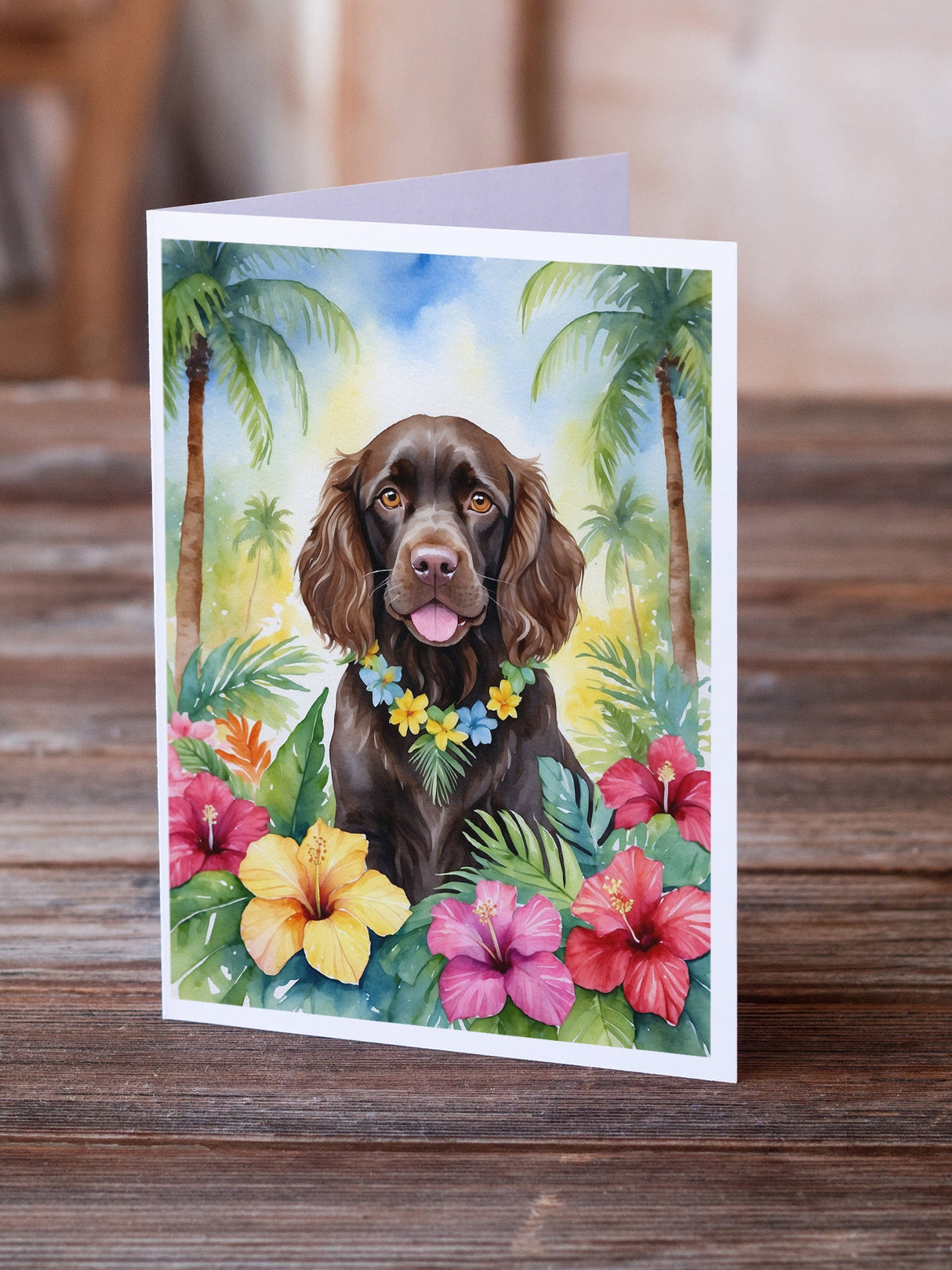 Boykin Spaniel Luau Greeting Cards Pack of 8