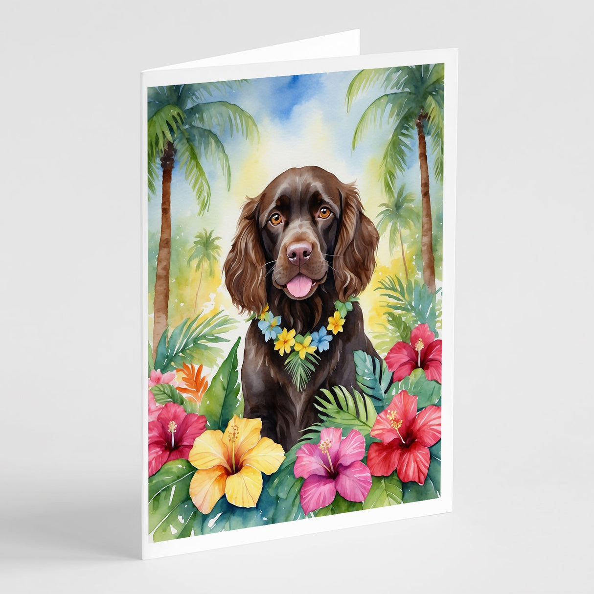 Boykin Spaniel Luau Greeting Cards Pack of 8