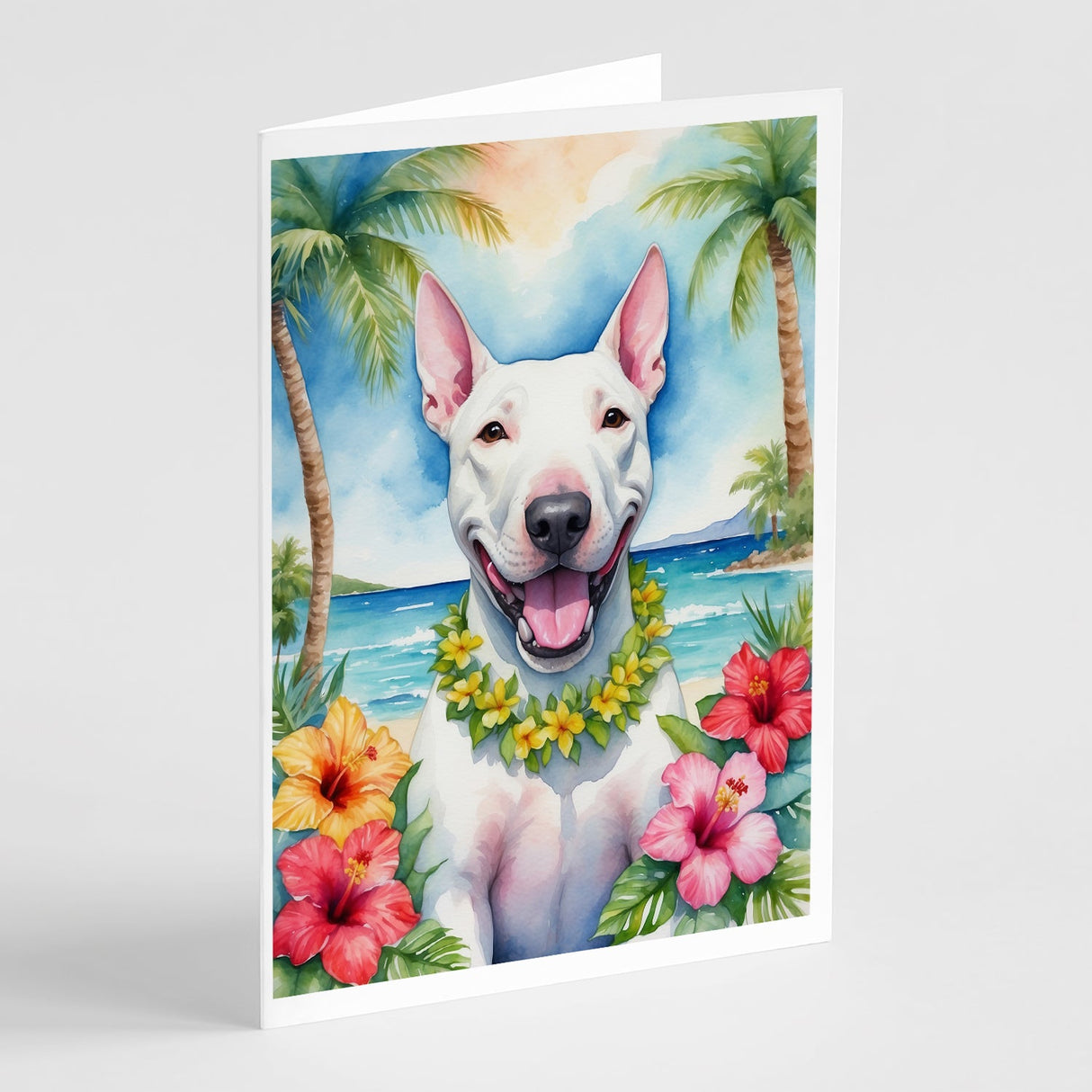 Bull Terrier Luau Greeting Cards Pack of 8