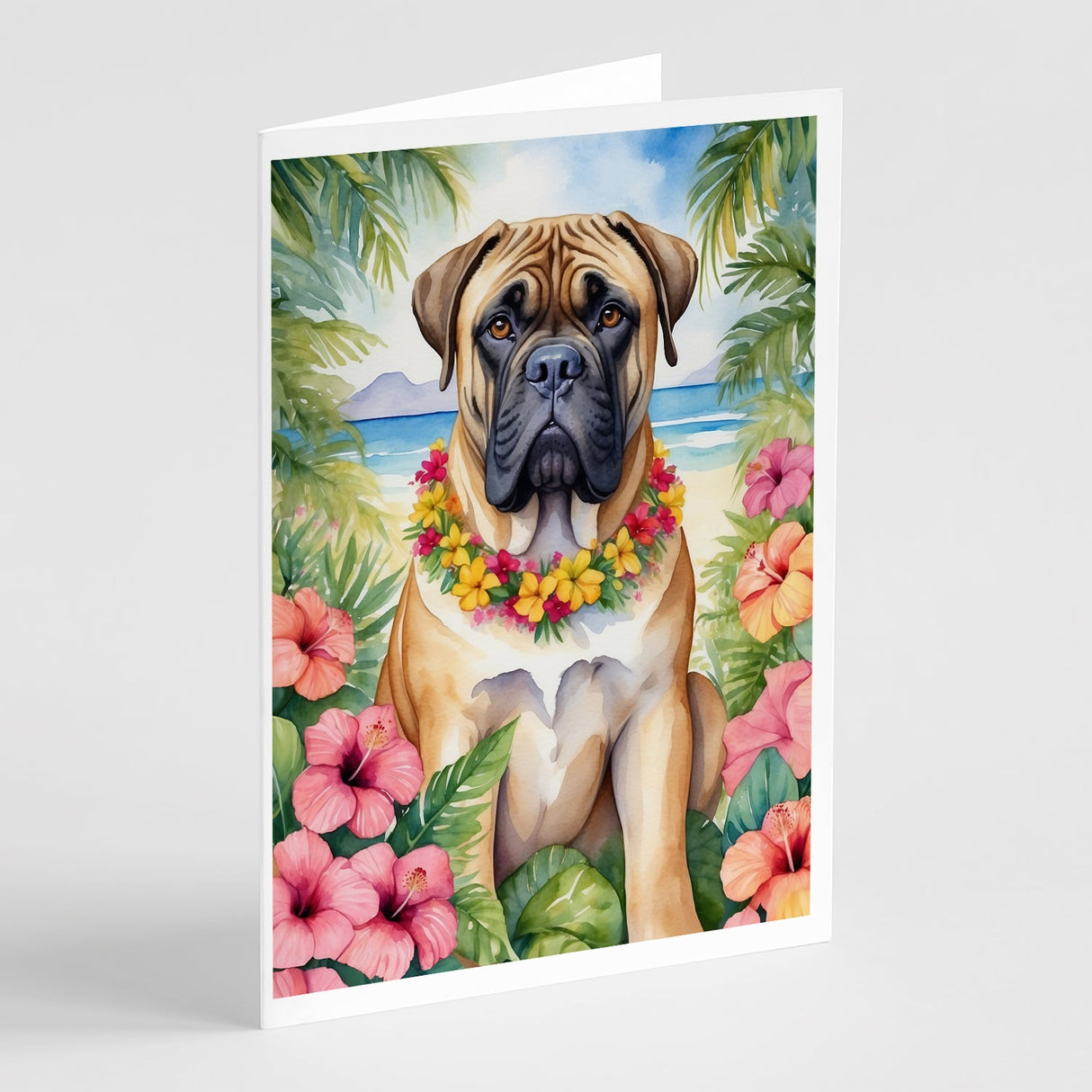 Bullmastiff Luau Greeting Cards Pack of 8