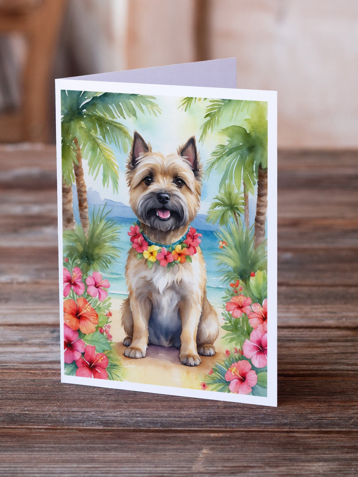 Cairn Terrier Luau Greeting Cards Pack of 8