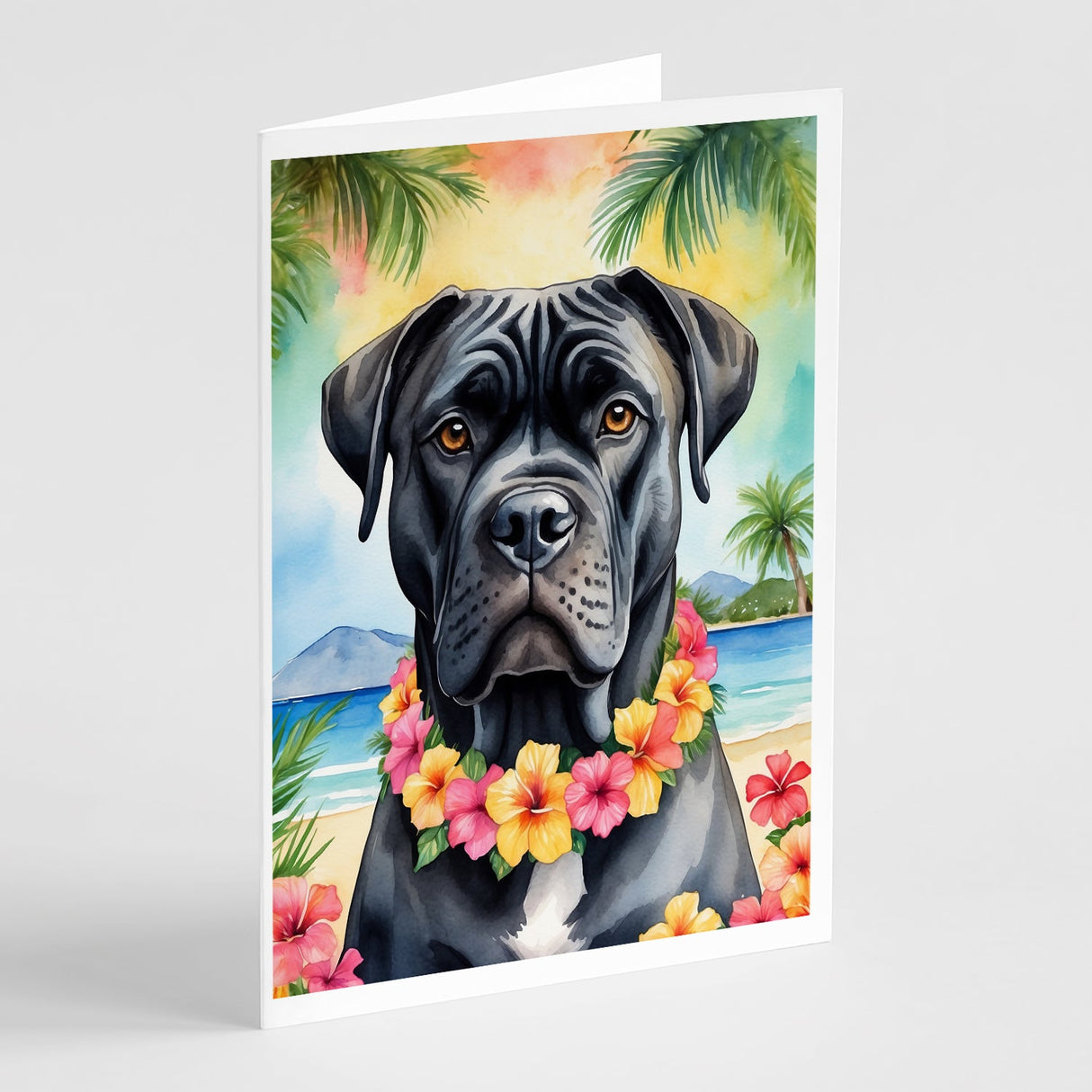 Cane Corso Luau Greeting Cards Pack of 8