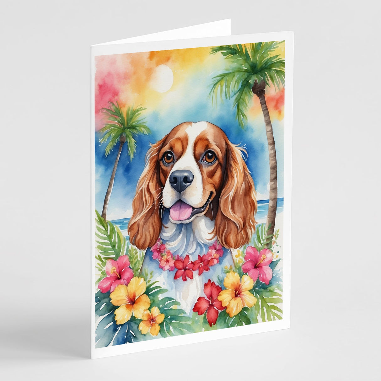 Cavalier Spaniel Luau Greeting Cards Pack of 8