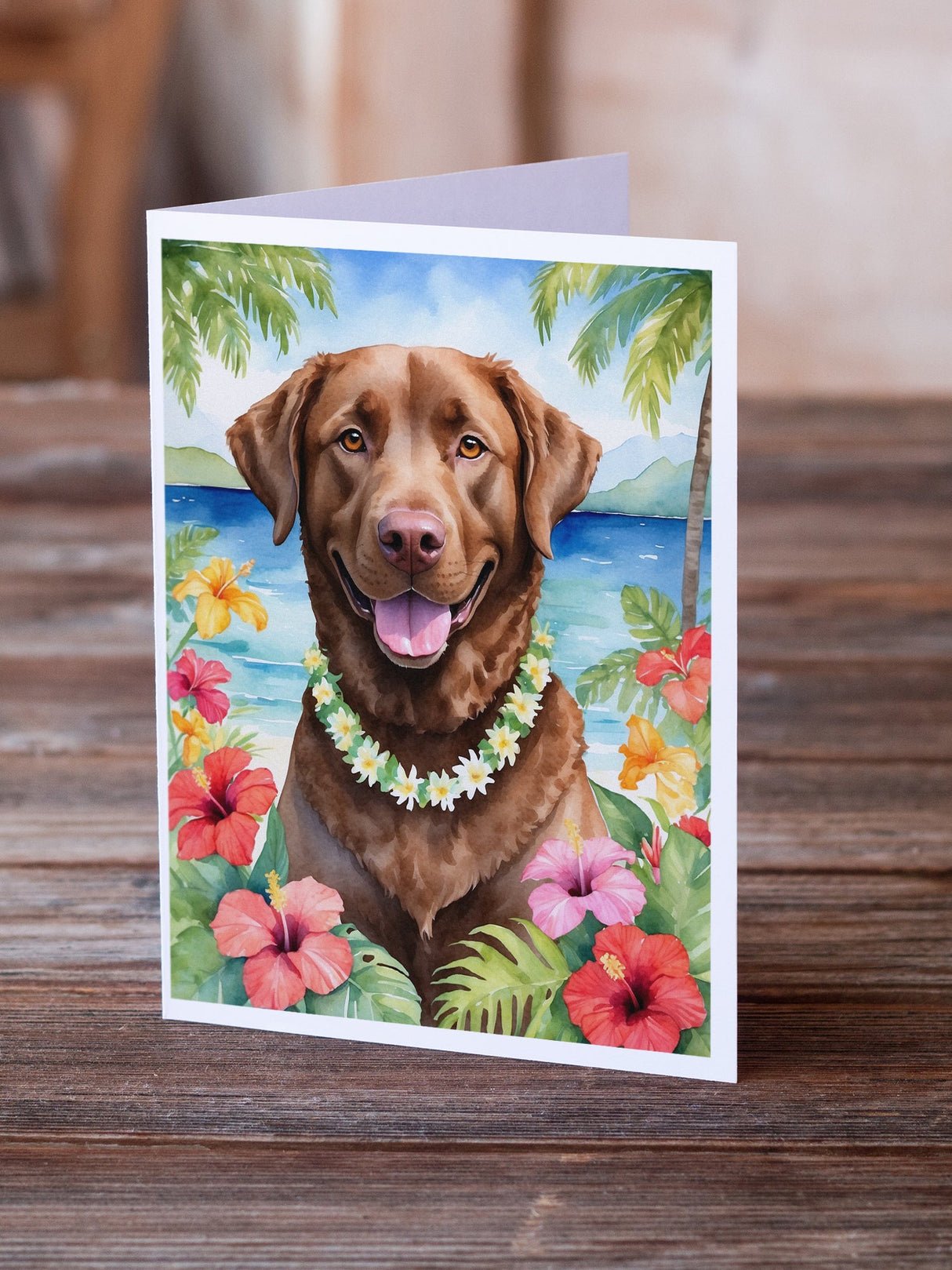 Chesapeake Bay Retriever Luau Greeting Cards Pack of 8