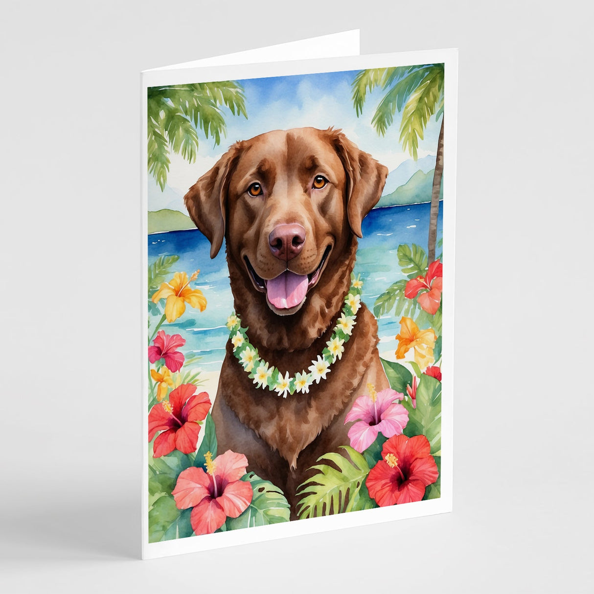 Chesapeake Bay Retriever Luau Greeting Cards Pack of 8