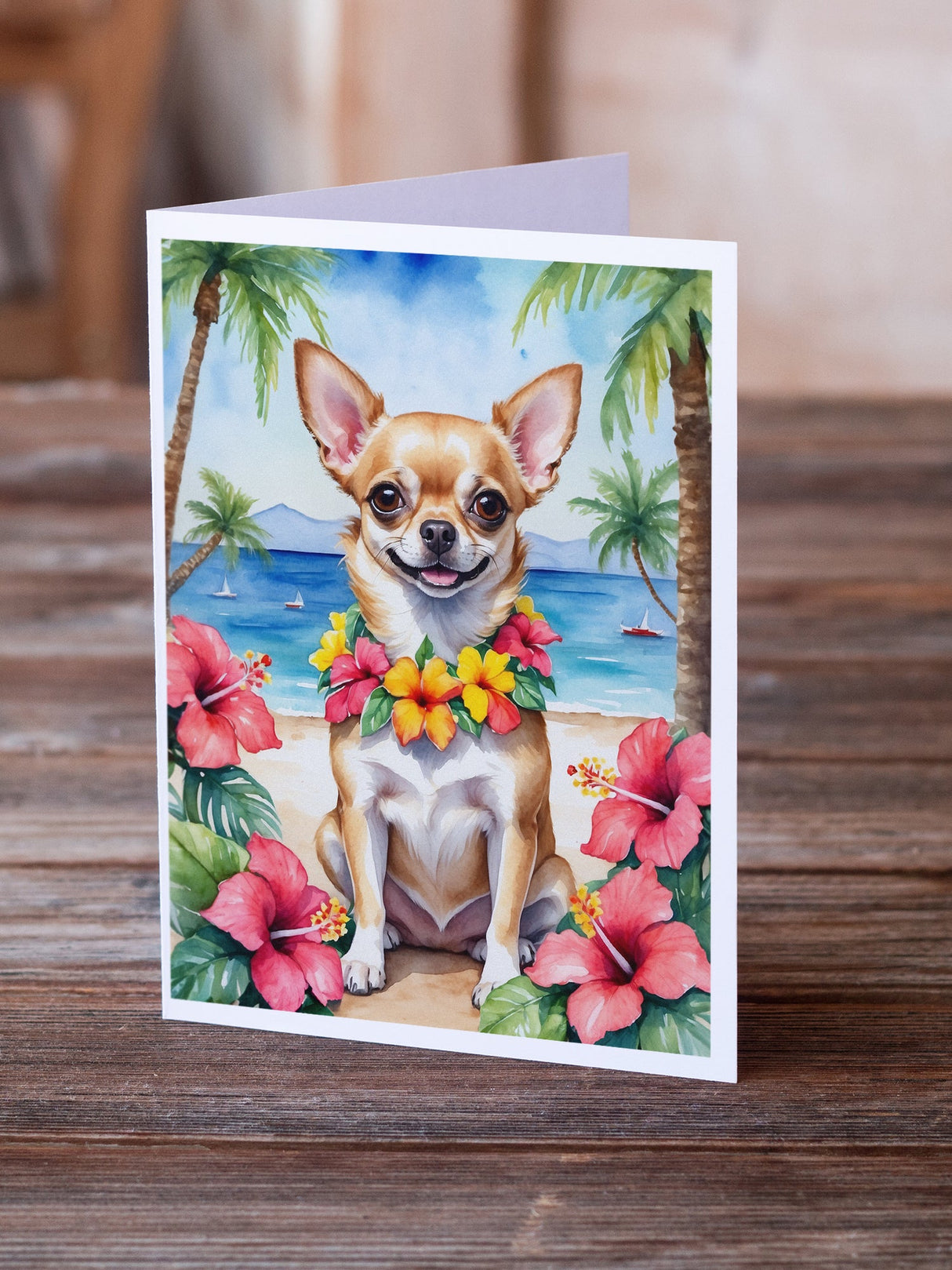 Chihuahua Luau Greeting Cards Pack of 8