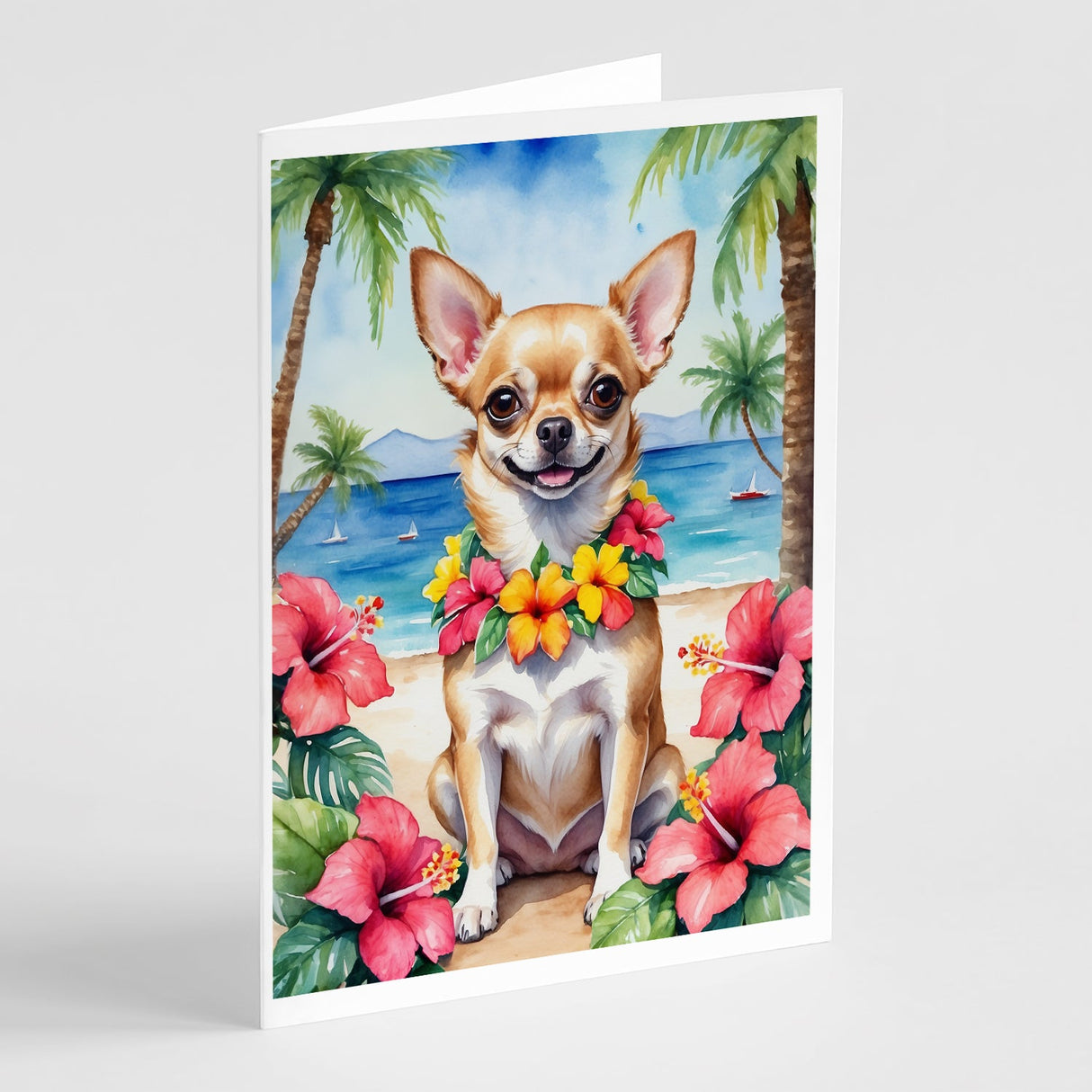 Chihuahua Luau Greeting Cards Pack of 8