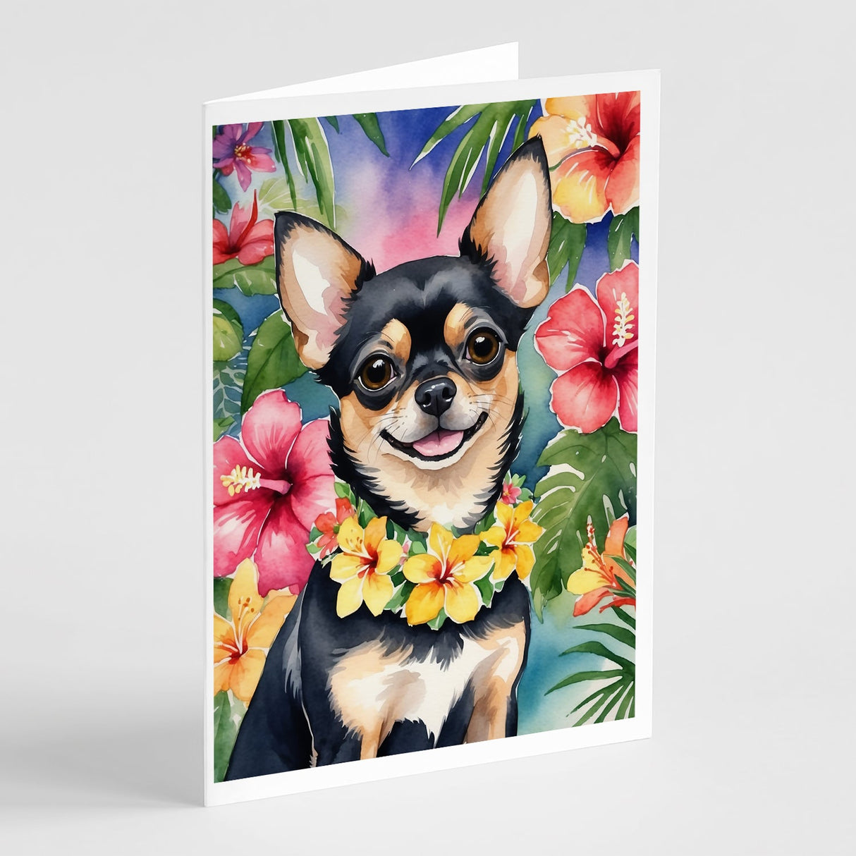 Chihuahua Luau Greeting Cards Pack of 8