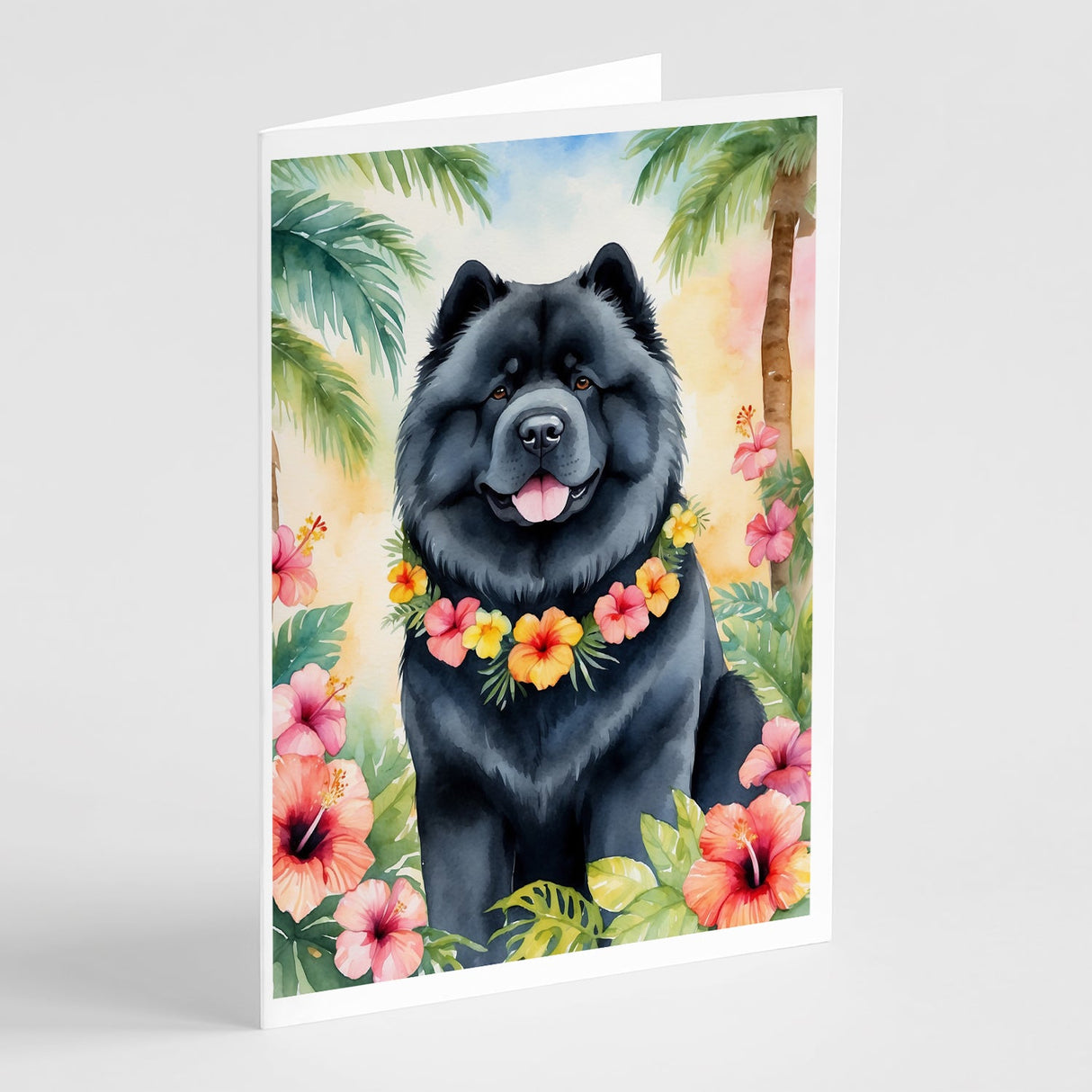 Chow Chow Luau Greeting Cards Pack of 8